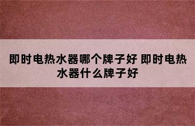 即时电热水器哪个牌子好 即时电热水器什么牌子好